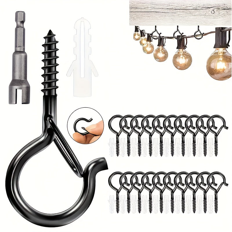 LockHook | Zware Q-haken met veiligheidsslot - Gemakkelijk los te maken ophanghaken voor lampen, windgongs, vogelvoederhuisjes