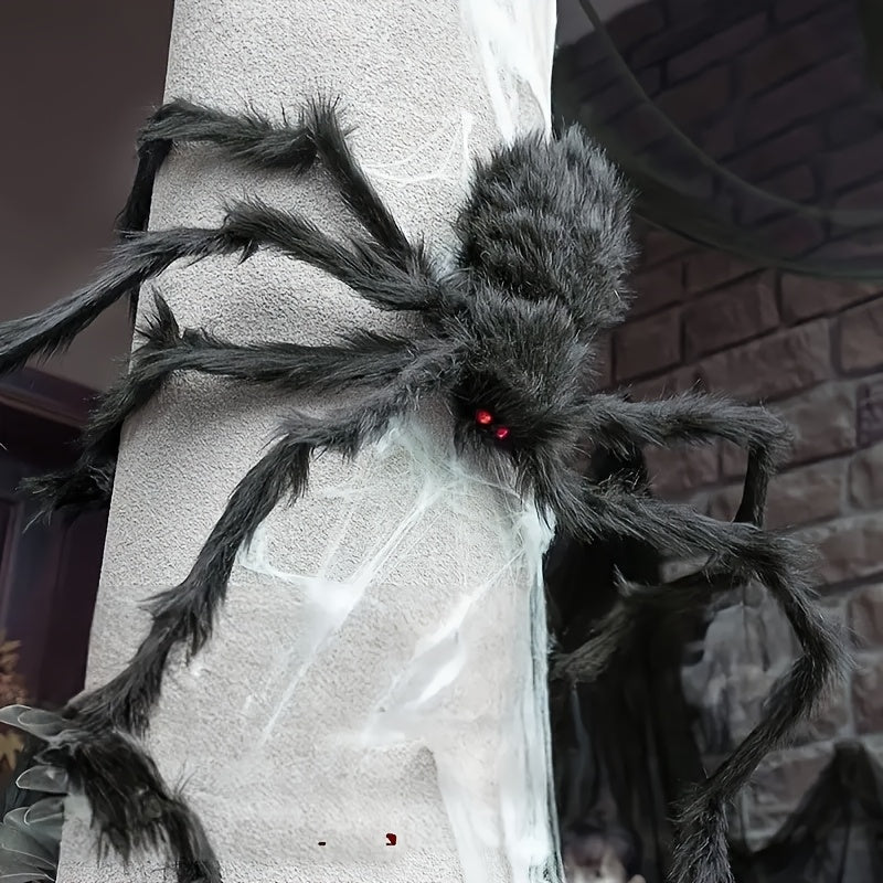 WebCreeper | 2pcs 50cm Giant Spider with Web – Outdoor Halloween Decorations Set, Scary Party Props & Creepy Yard Ornaments