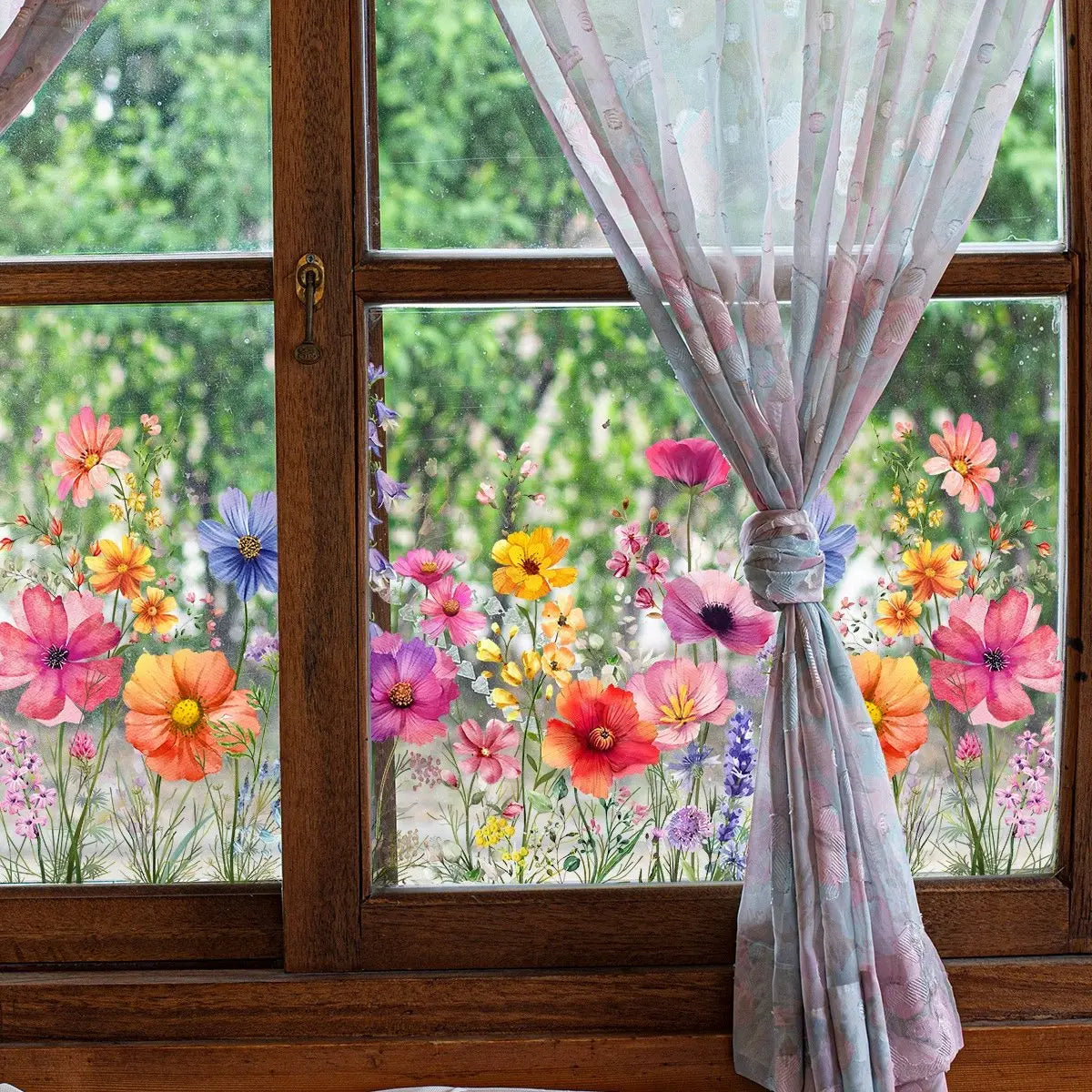 FloralHues | Bloemen raamstickers – herbruikbare dubbelzijdige bloemenstickers voor glas