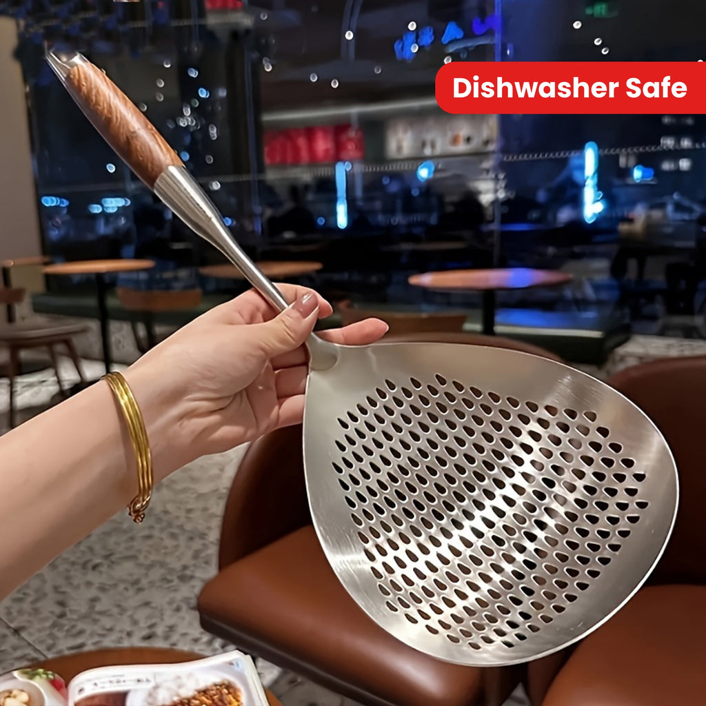 StrainPro | Grote RVS Vergiet- en Scheplepel – Duurzame Keukenzeef voor Frituren en Hotpot