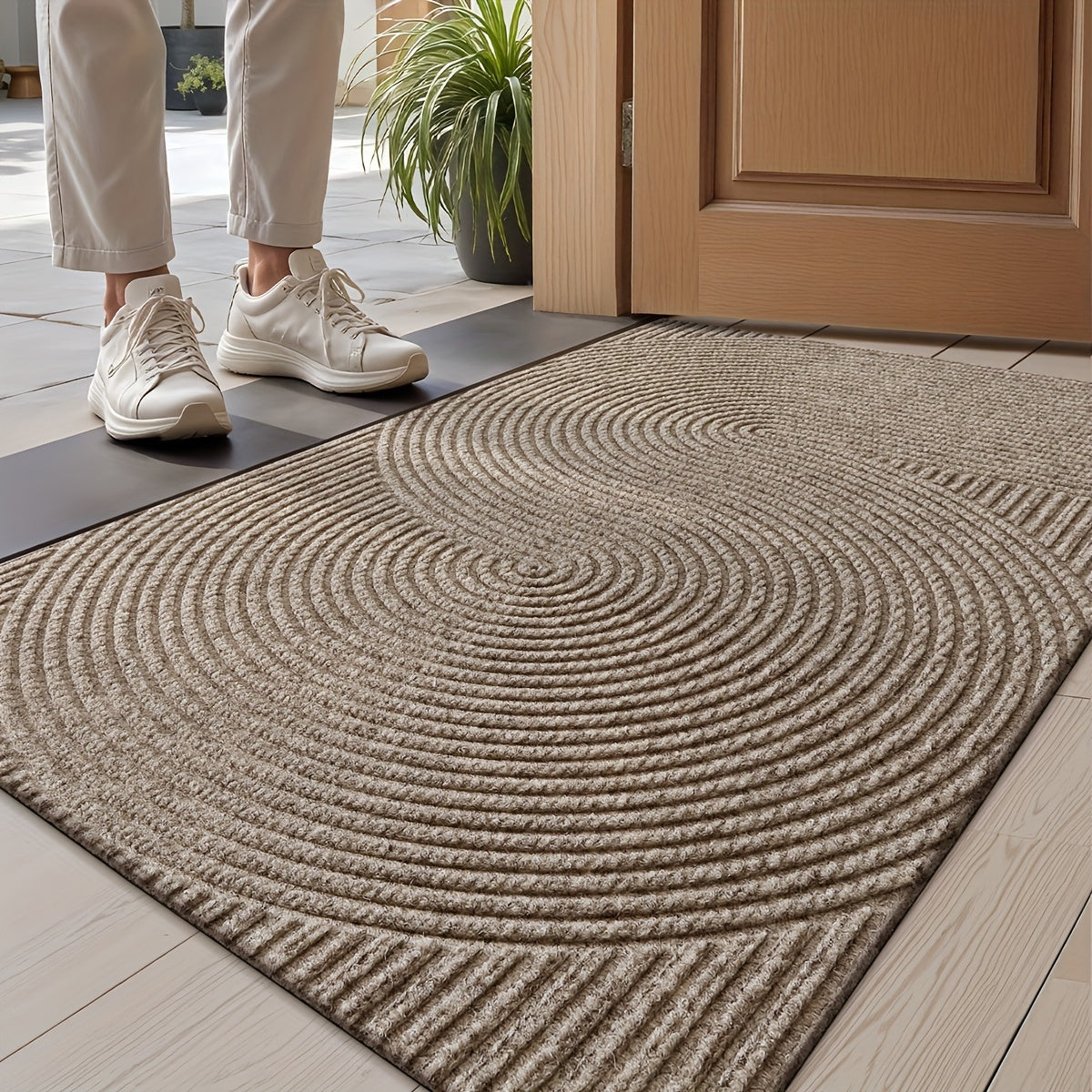DoorMate| Antislip Laagprofiel Deurmat - Geometrisch Patroon Entree Deken, Binnen Buiten