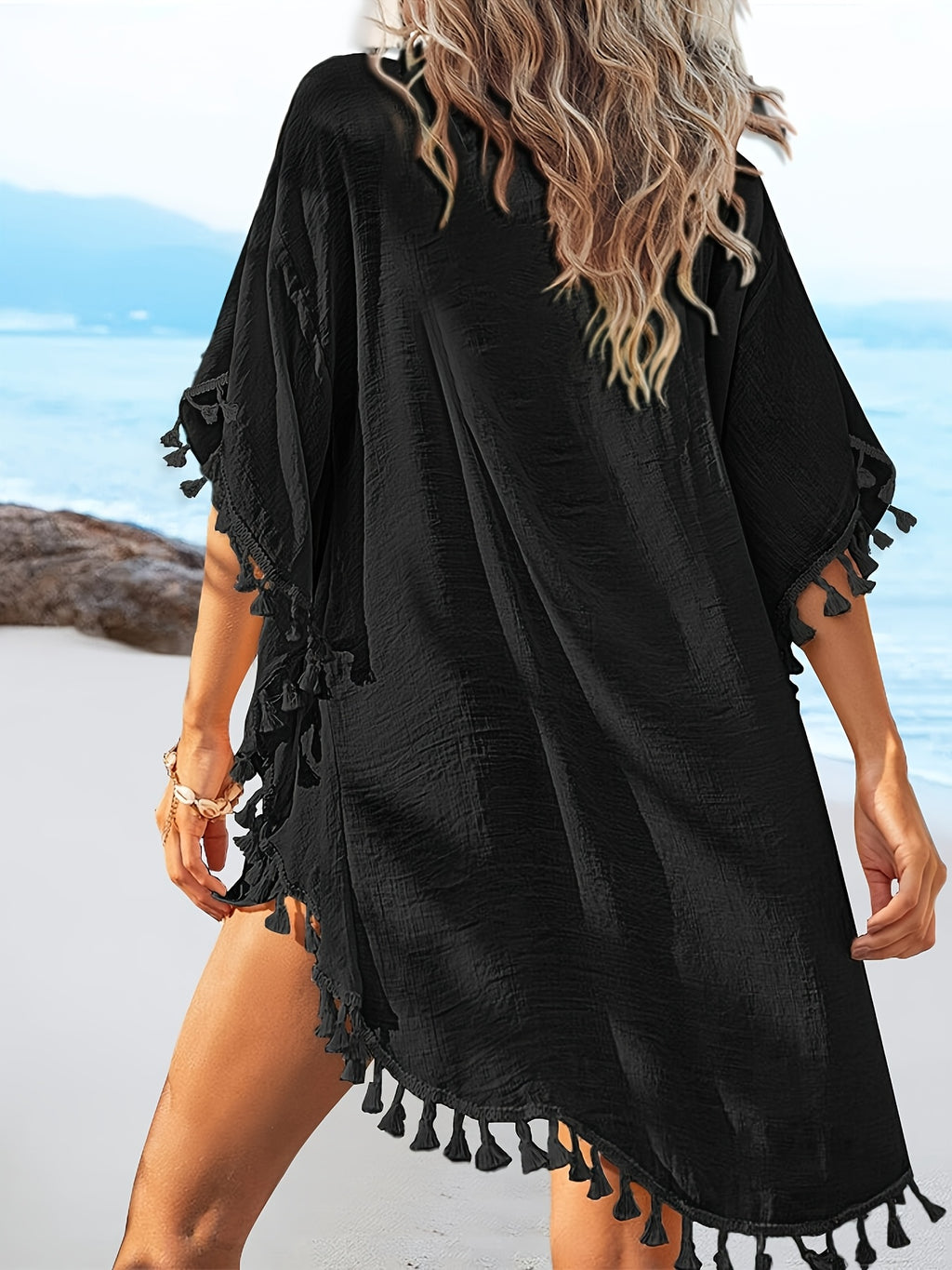 Alora | Boho-strandjurk voor dames – Lichtgewicht zomerse kaftan met V-hals