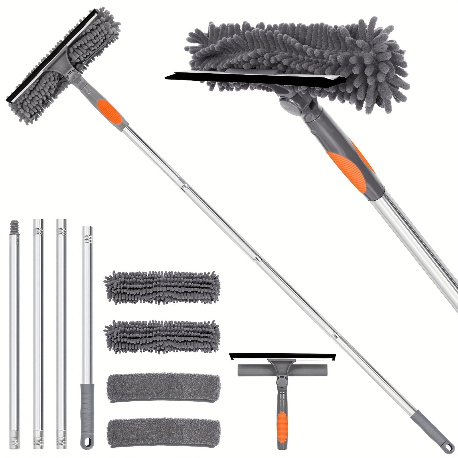 VistaClean | 182 cm professionele 2-in-1 raamwisser set – verstelbare telescoopsteel