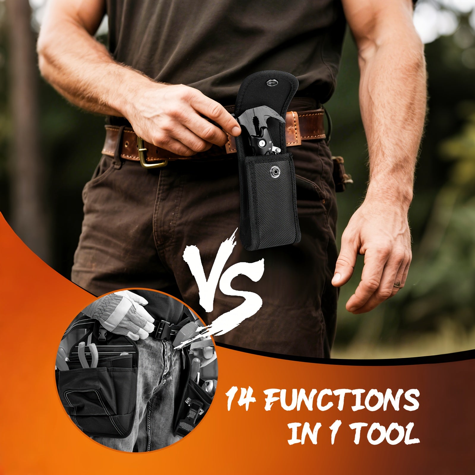 PockeTool | 14-in-1 multitoolhamer met tang, zaag en schroevendraaier – compacte survivaltool