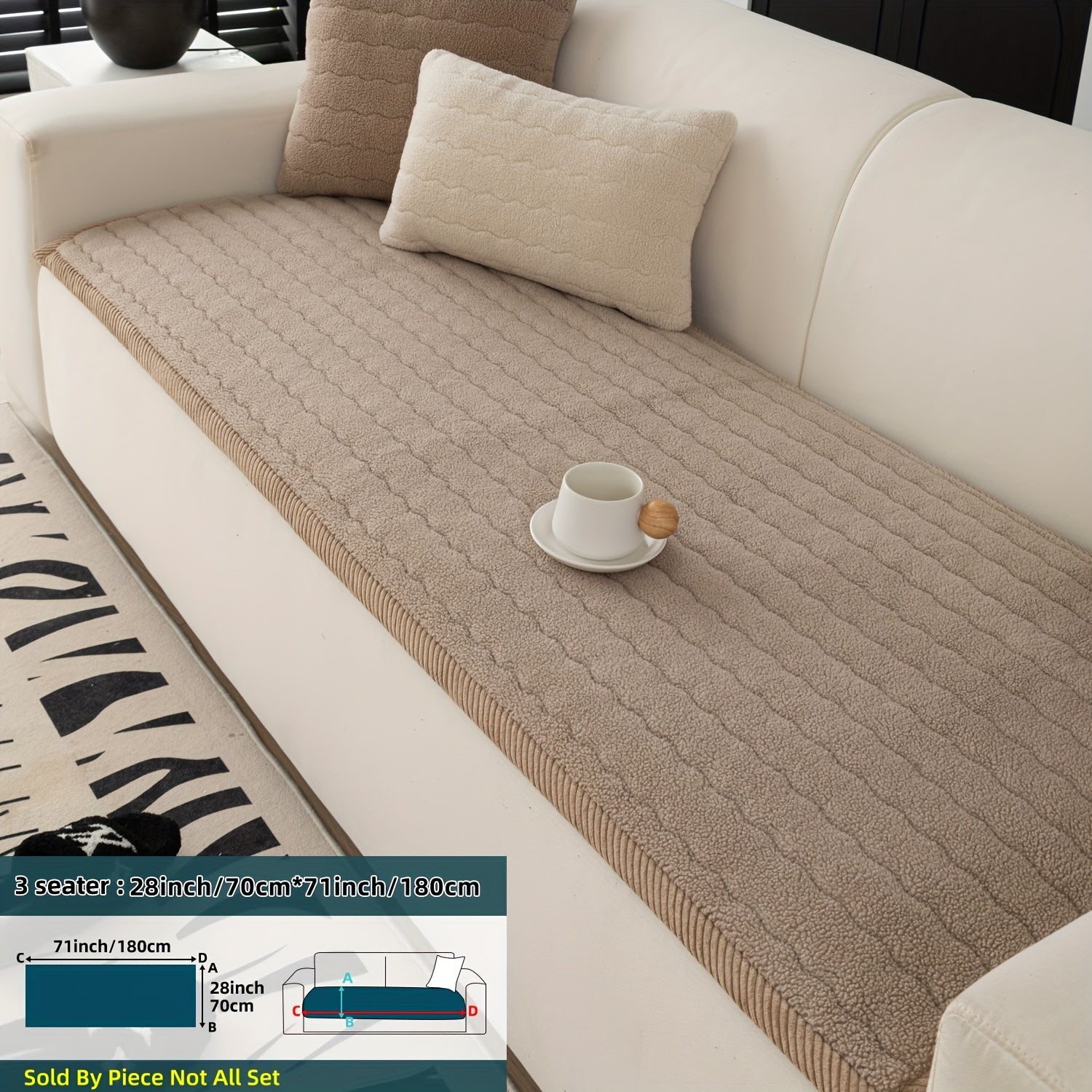 SnugWrap | Slipvaste Sofa Overtrek van Dik Pluche - Machinewasbaar, Huisdiervriendelijke Bankbeschermer voor de Woonkamer