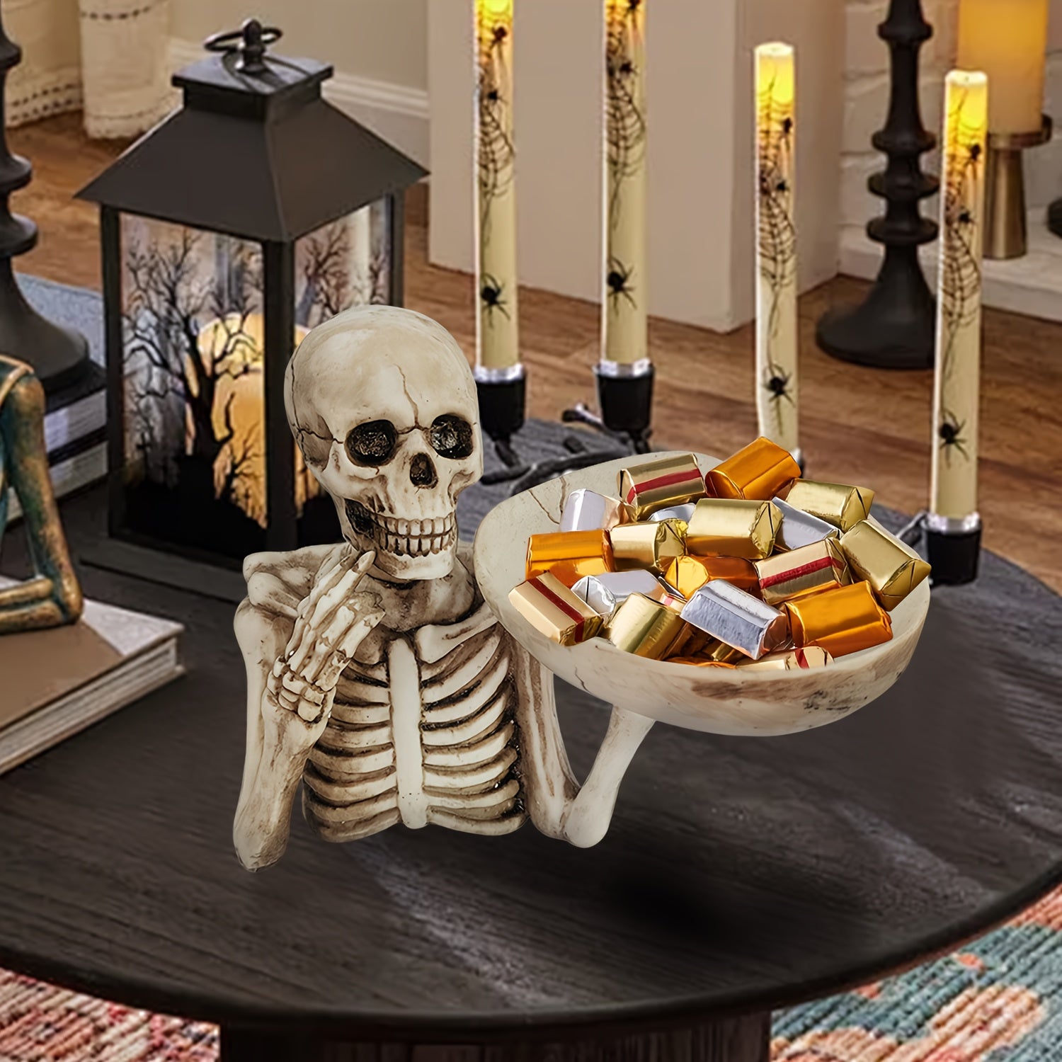 GhoulBowl | Harsen schedelschaal met kom – Gotische skelet Halloween-decoratie