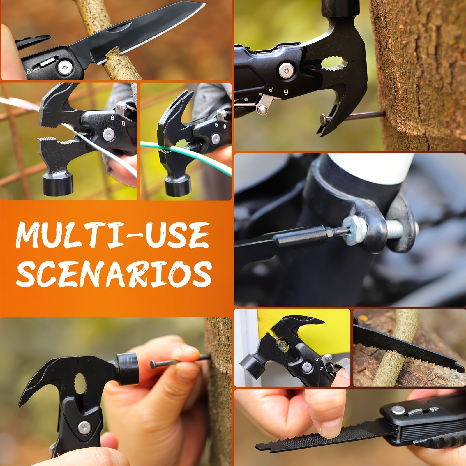PockeTool | 14-in-1 multitoolhamer met tang, zaag en schroevendraaier – compacte survivaltool