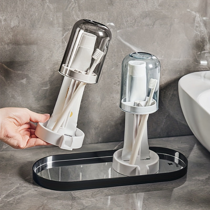 DentalDock | Tandenborstelhouder met beker en deksel – Badkamer organizer