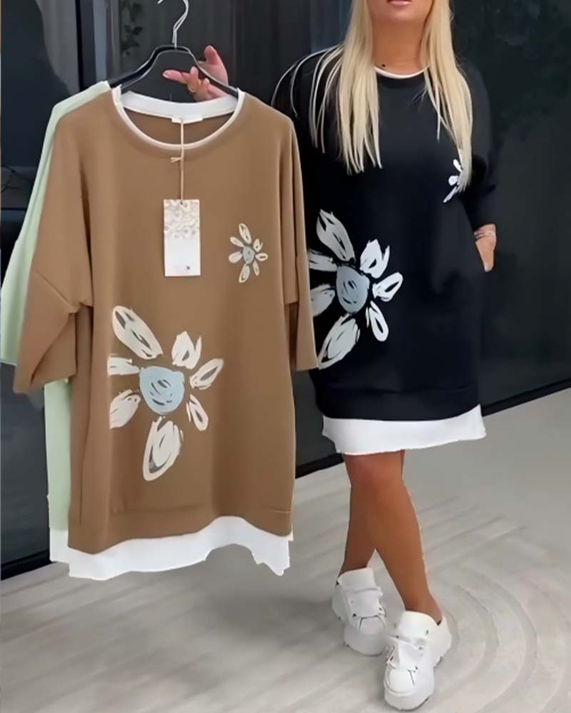 Arlira | Casual Jurk – 3/4 Mouwen, 2-Lagen Design, Comfortabel & Stijlvol