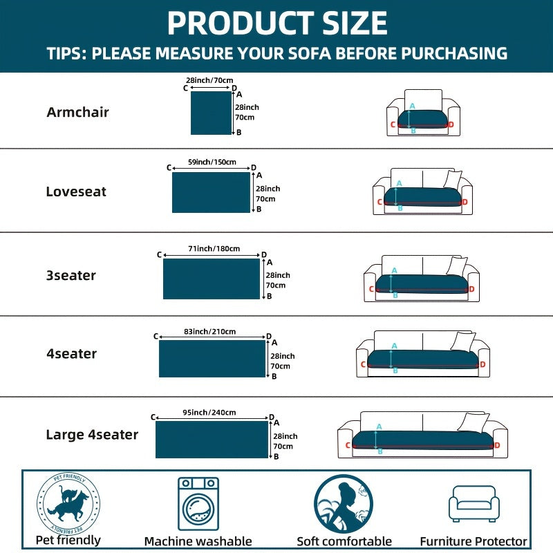 SnugWrap | Slipvaste Sofa Overtrek van Dik Pluche - Machinewasbaar, Huisdiervriendelijke Bankbeschermer voor de Woonkamer