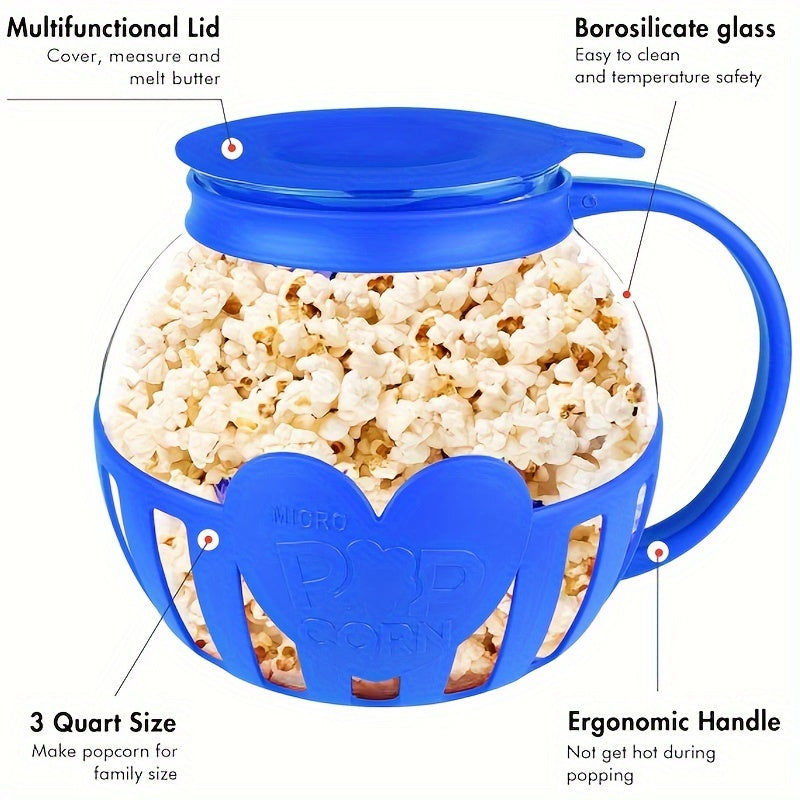 PopVault | Magnetron popcornmaker kom – eenvoudig schoon te maken popcornpopper met multifunctioneel deksel