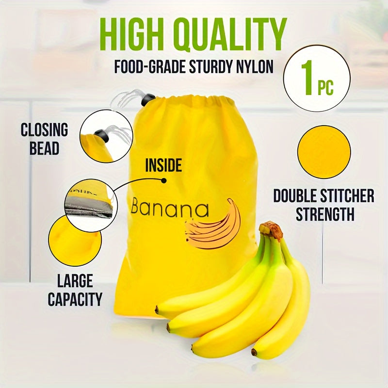 ProduceGuard | Herbruikbare Bananen Bewaarzak – Voedselveilig Nylon Groente- en Fruitzak met Aluminium Sluiting