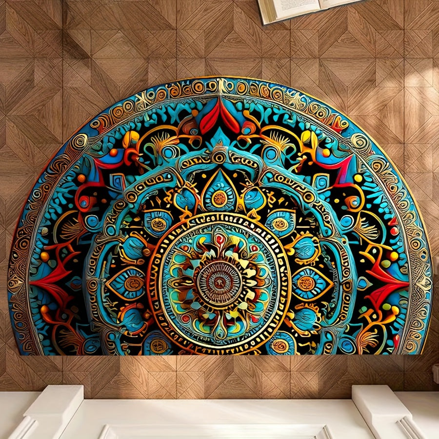 MandaStep | Halve cirkel Mandala deurmat - antislip mat voor binnenkomst, Boho buiten/binnen deurmat