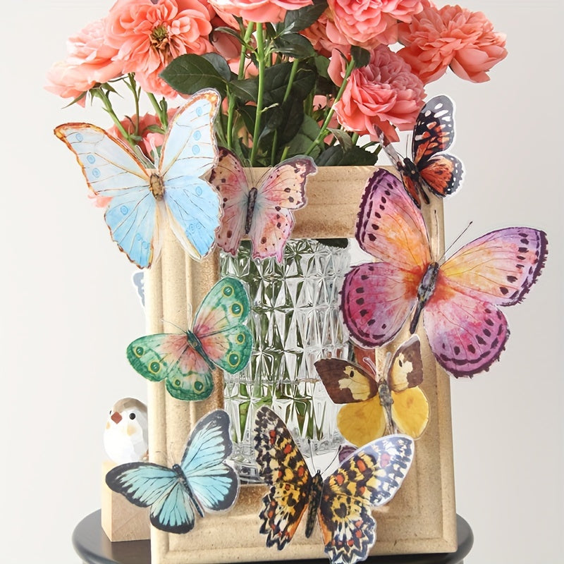 FlutterPop | Set 3D Vlinder Muurstickers – Kleurrijke Waterverf PVC
