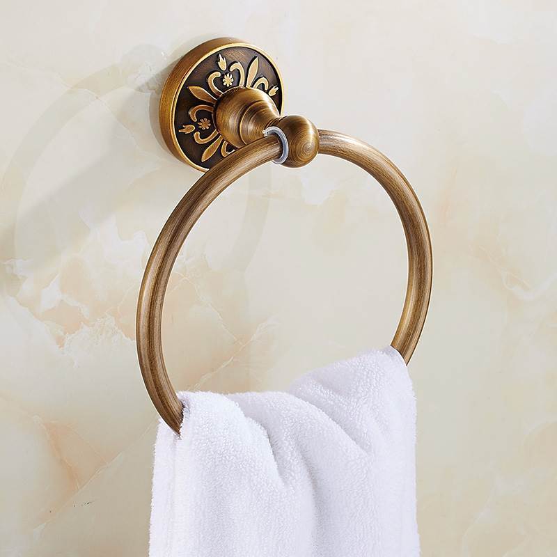 HeritageRust | Antiek Bronzen Badkamerbeslag Set - Handdoekrek, Toiletpapierhouder & Borstelhouder, Aluminium