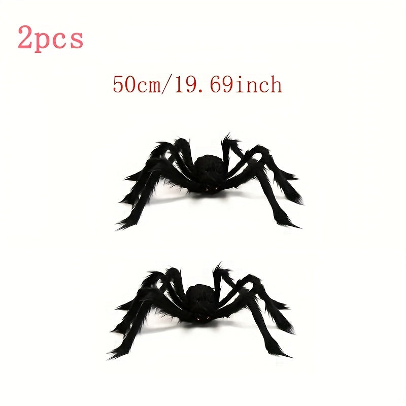 WebCreeper | 2pcs 50cm Giant Spider with Web – Outdoor Halloween Decorations Set, Scary Party Props & Creepy Yard Ornaments