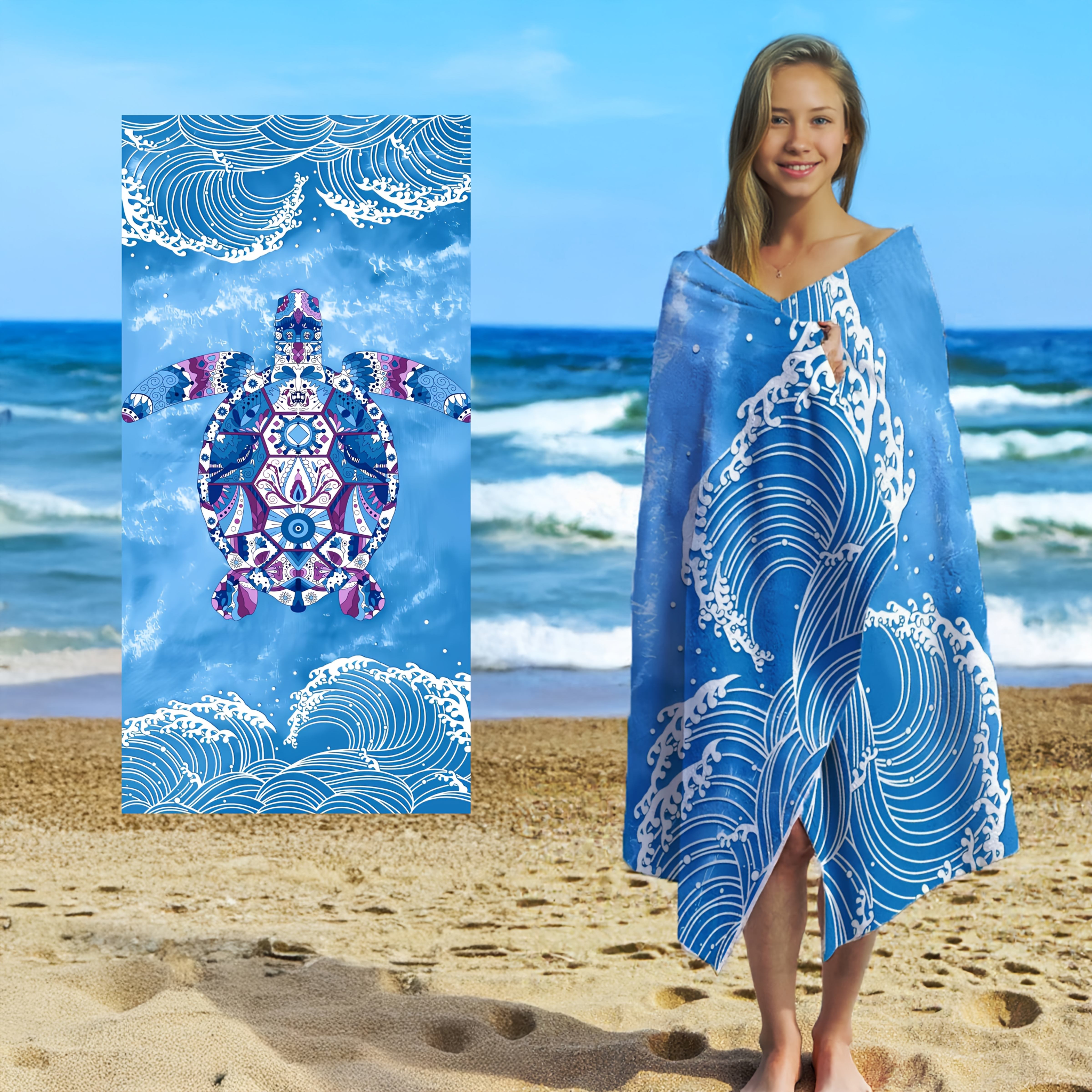 TideWrap | Extra grote strandhanddoek van microvezel - sneldrogend, ultrazacht, gedurfde print