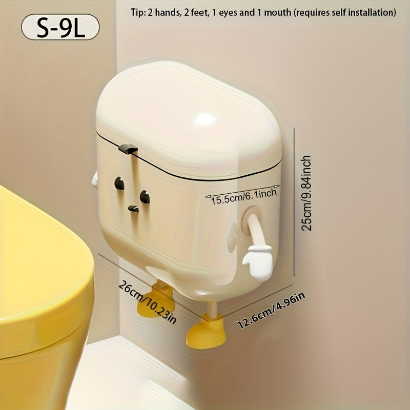 HappyBin | Stijlvolle afvalbak en opbergmand voor aan de muur, lekvrij, grote opening, cartoonontwerp