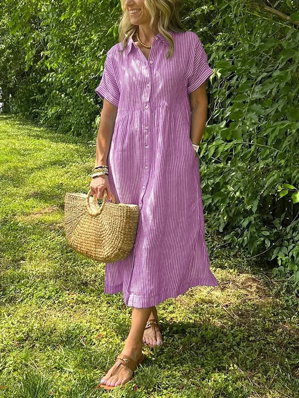 Zinae | Dames jurk met knoopsluiting en reverskraag – elegante casual overhemdjurk