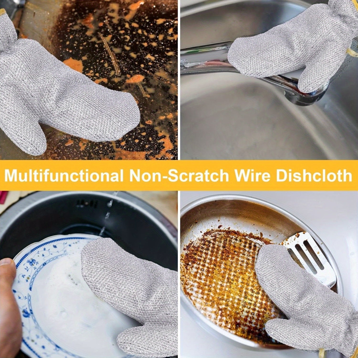 GloveScrub | 2 paar (4 stuks) schuurhandschoenen en schoonmaakdoekjes – multifunctioneel afwassen