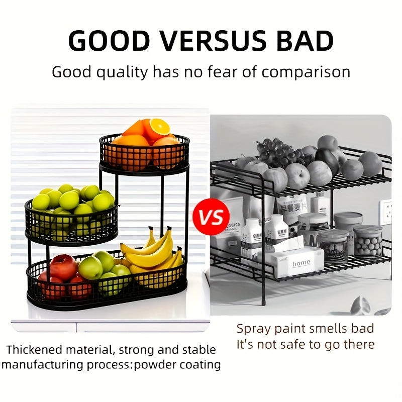 GrandNest | Metalen fruitmand met meerdere etages - grote snackhouder voor keuken en koffietafel
