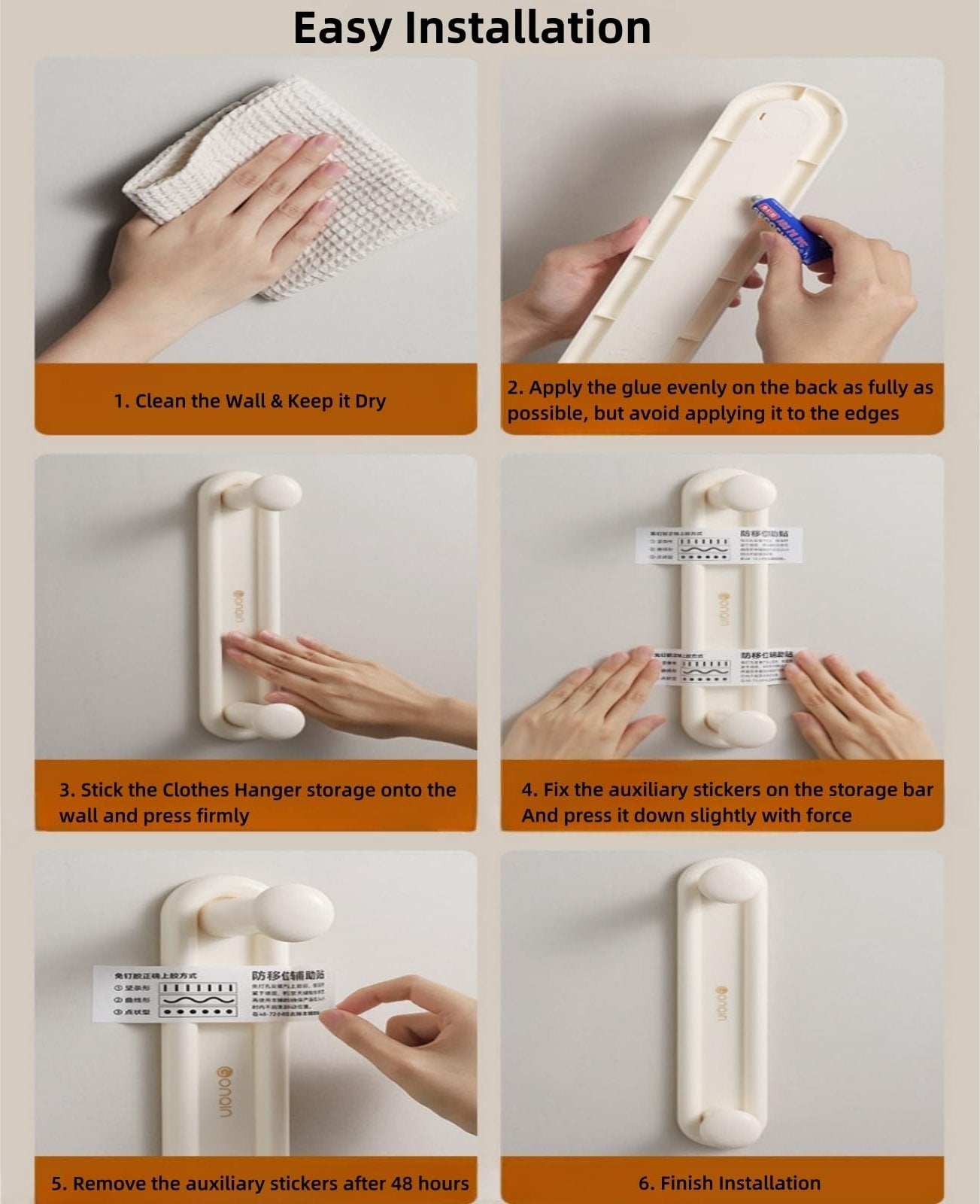 Hangerly | Kledingrek – Wandmontage, dubbellaags, verstelbare opbergruimte