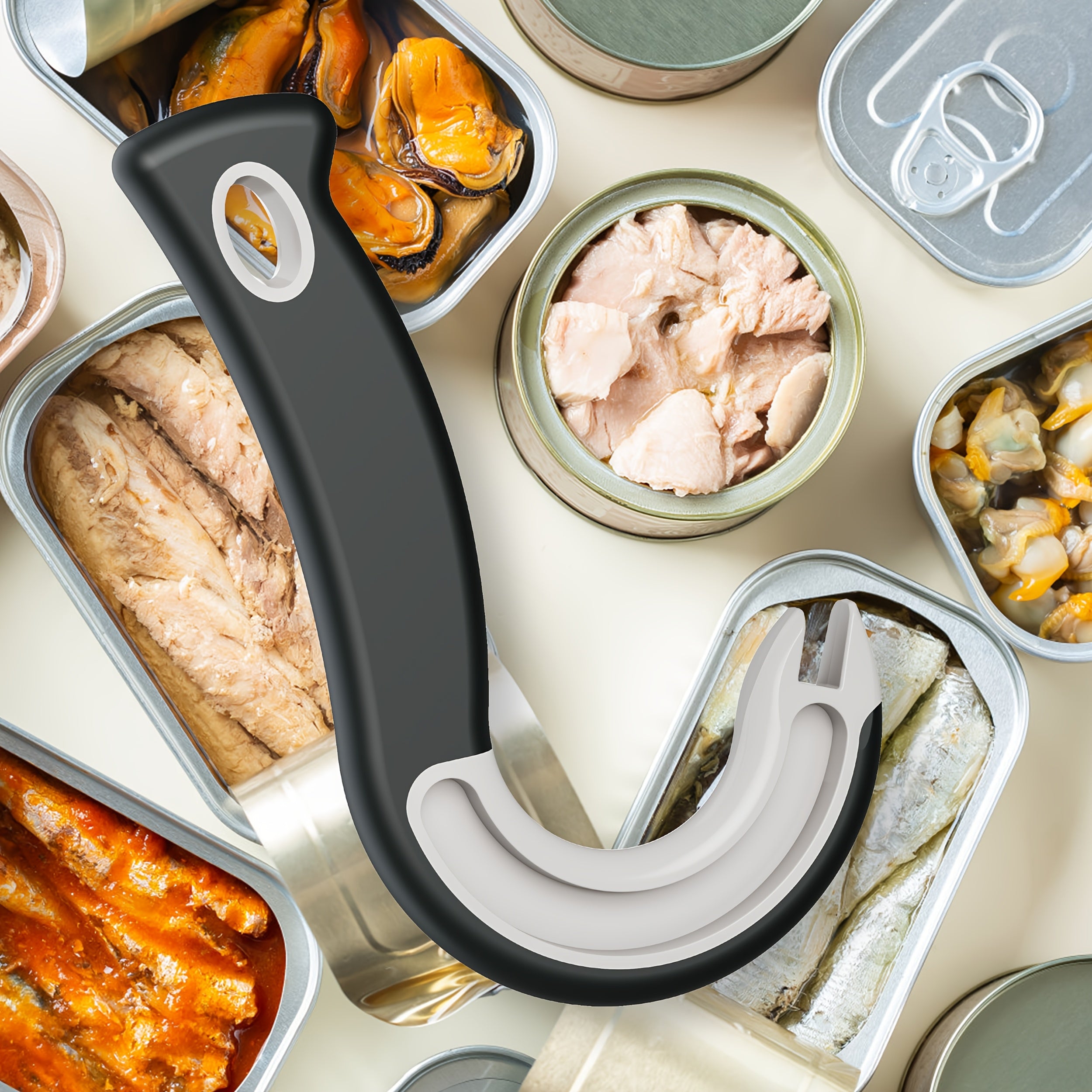 GripCan | Gemakkelijk vast te pakken blikopener met haak – Ergonomische duurzame handmatige blikopener