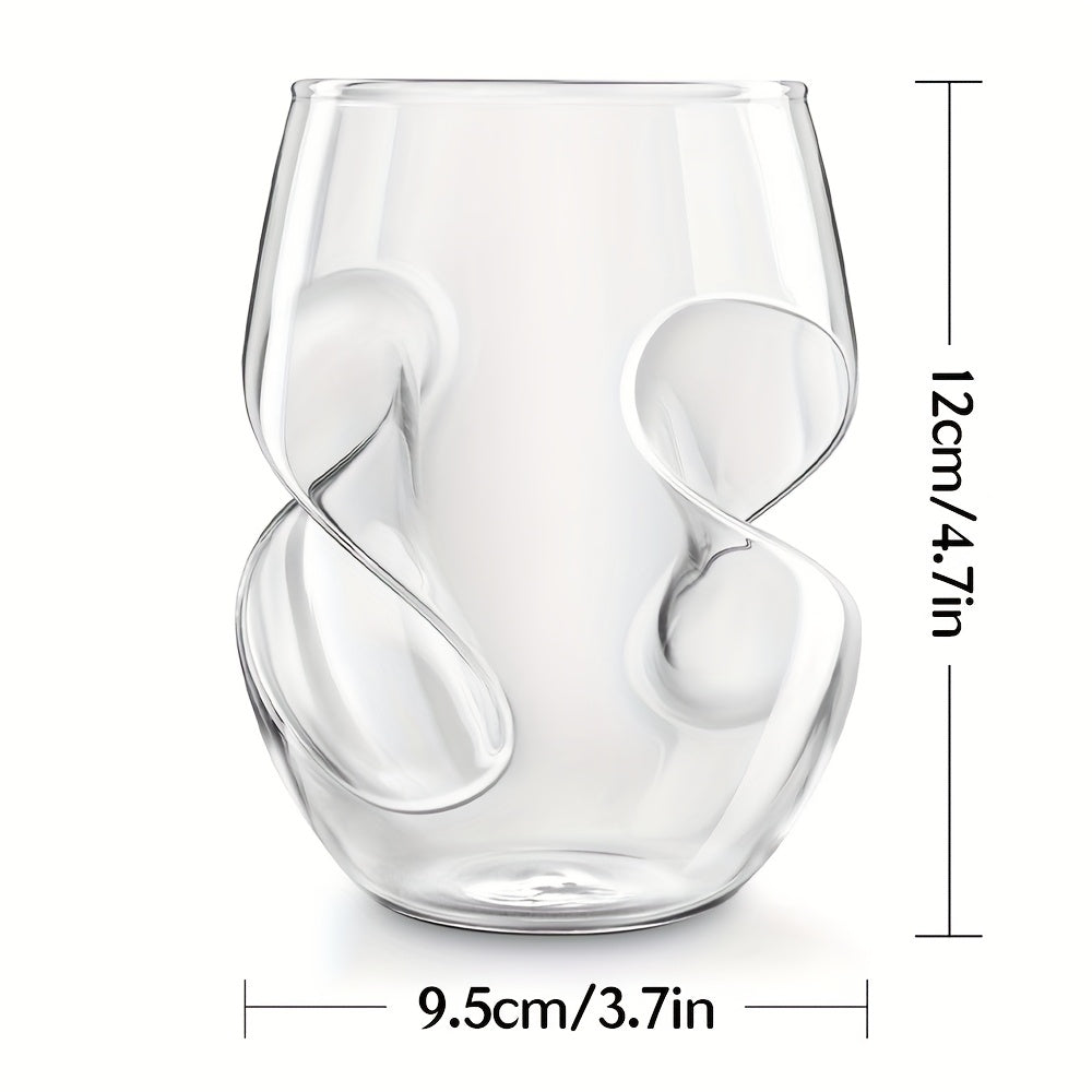 FinoGlass | 4-delige set borosilicaatglazen van 16 oz – elegante gebogen wijnglazen, duurzaam drinkgerei