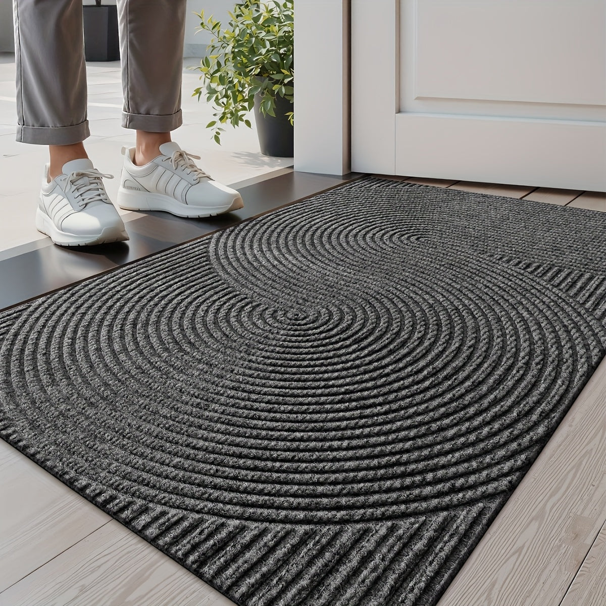 DoorMate| Antislip Laagprofiel Deurmat - Geometrisch Patroon Entree Deken, Binnen Buiten