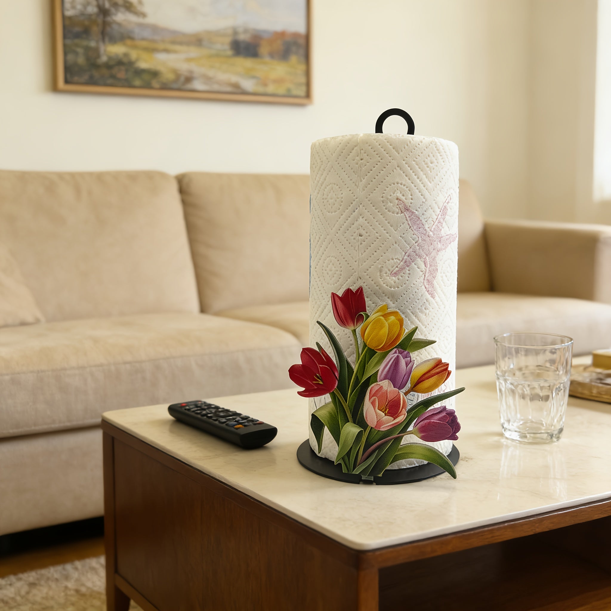 TulipHold | Gietijzeren Tulpen Papieren Handdoekhouder – Feestelijke Keuken- & Badkamerdecoratie