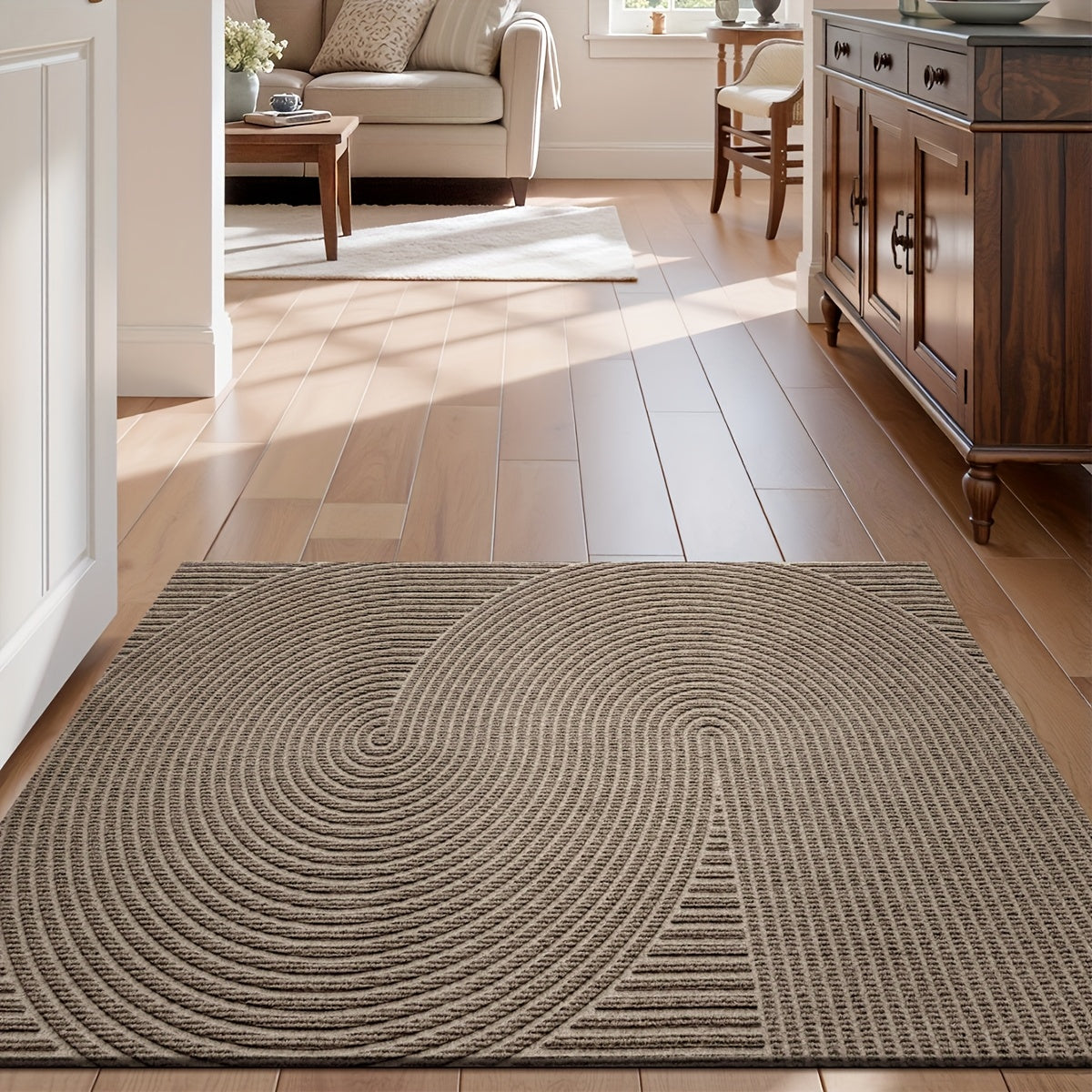 DoorMate| Antislip Laagprofiel Deurmat - Geometrisch Patroon Entree Deken, Binnen Buiten