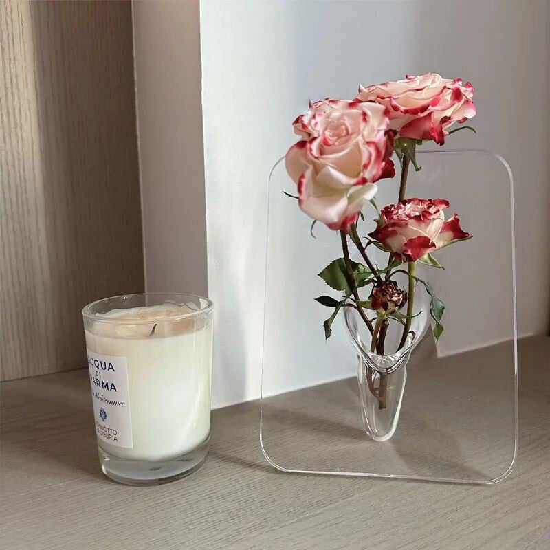 BloomFrame | Acrylic Clear Picture Frame Vase - Modern Minimalist Flower Display