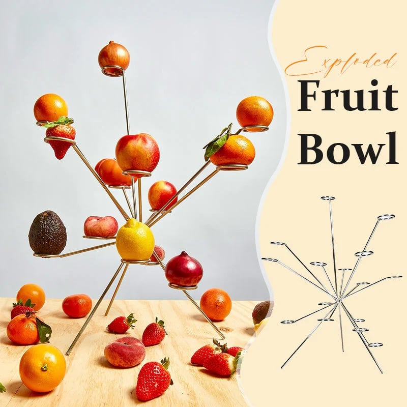 FruitBurst | Exploding Fruit Bowl – Handgemaakt metalen tafelstuk, zwevend fruitschaal