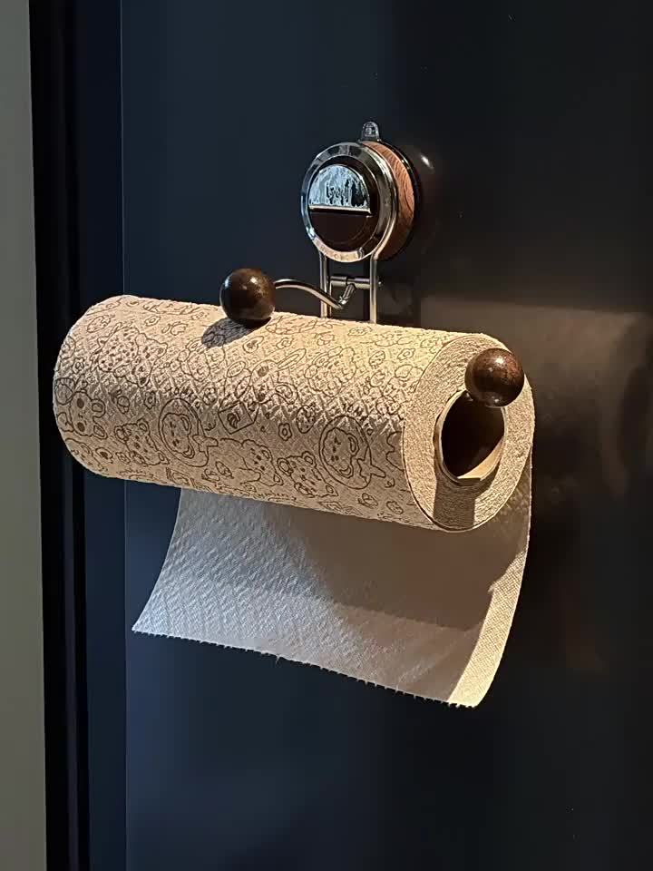 TidyTowel | Papieren handdoekhouder met zuignap – roestvrij staal, keukenhanddoekenrek zonder boren