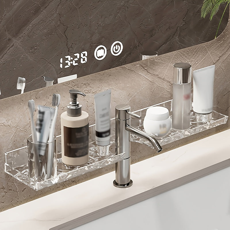 LuxeNook | Wand gemonteerde badkamer wastafel plank met holle drainage, Plastic opslag voor badkamer organisatie