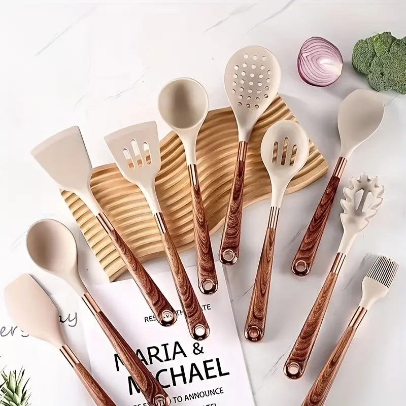 CookLuxe | 10-delige elegante siliconen keukenset - antiaanbak, hittebestendig kookgereedschap