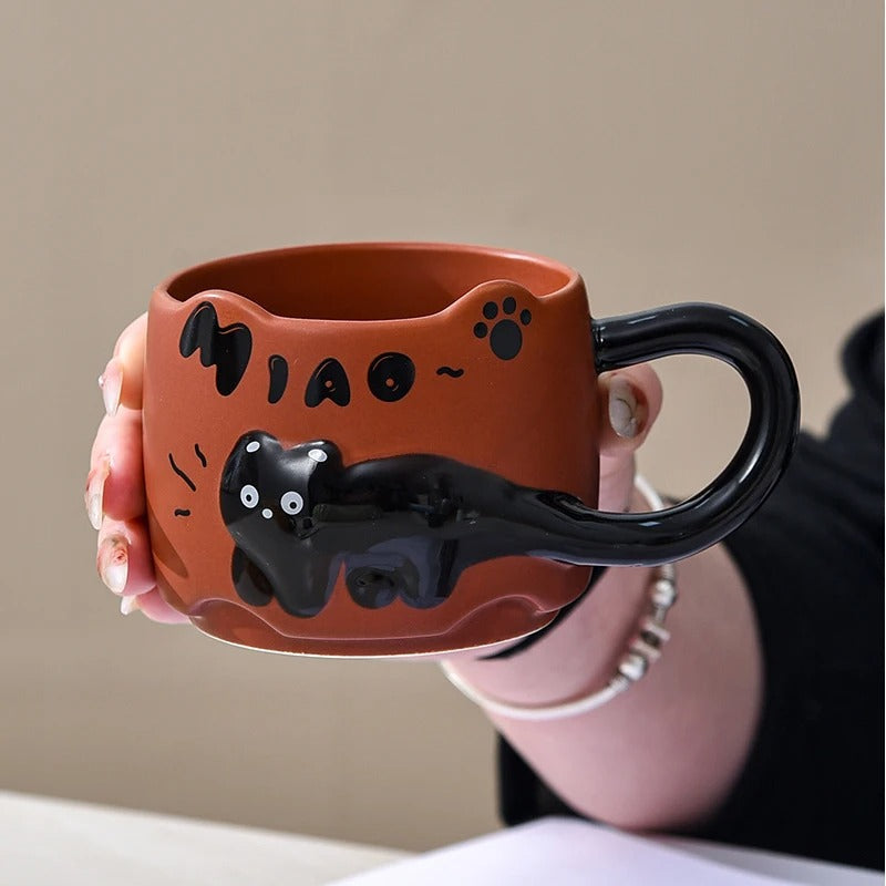 WhiskerStack | Stapelbare Keramische Kattenmokken - Schattige Koffie- & Theekopjes met Handvat