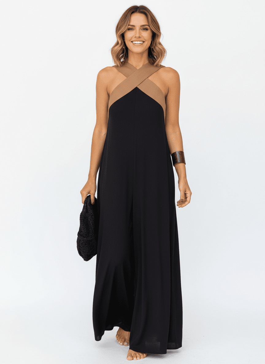 Jessalynne | Dames Cross Front Maxi Jurk – Luchtige Lichtgewicht Zomerjurk