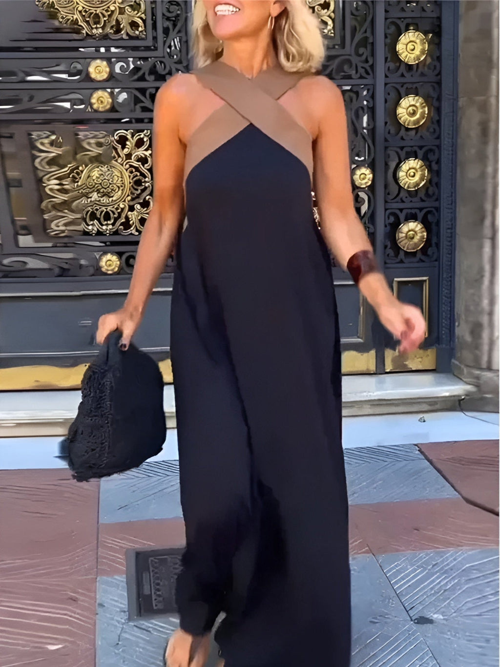 Jessalynne | Dames Cross Front Maxi Jurk – Luchtige Lichtgewicht Zomerjurk