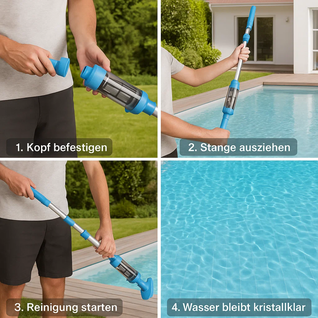 HydroClean |  Draadloze 3-in-1 zwembadstofzuiger – Oplaadbare reiniger voor vuil, stof en oppervlaktereiniging