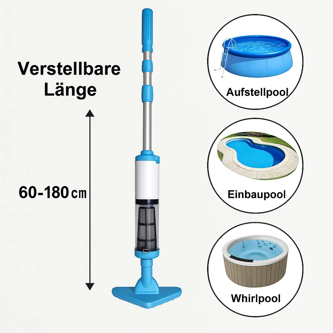 HydroClean |  Draadloze 3-in-1 zwembadstofzuiger – Oplaadbare reiniger voor vuil, stof en oppervlaktereiniging
