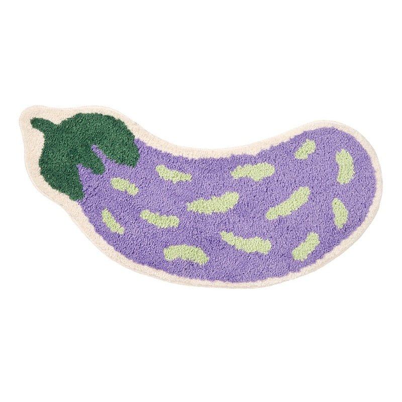 FruityStep | Anti-slip aubergine & banaan badkamermatten - Zacht, duurzaam en levendig ontwerp voor badkamers