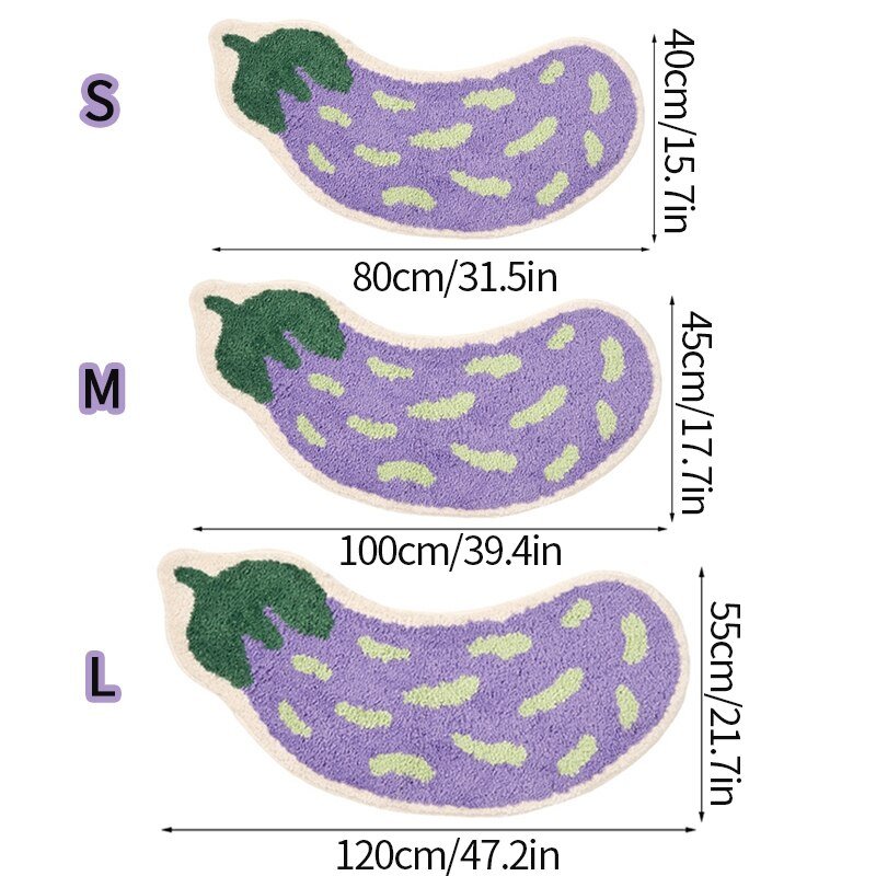 FruityStep | Anti-slip aubergine & banaan badkamermatten - Zacht, duurzaam en levendig ontwerp voor badkamers