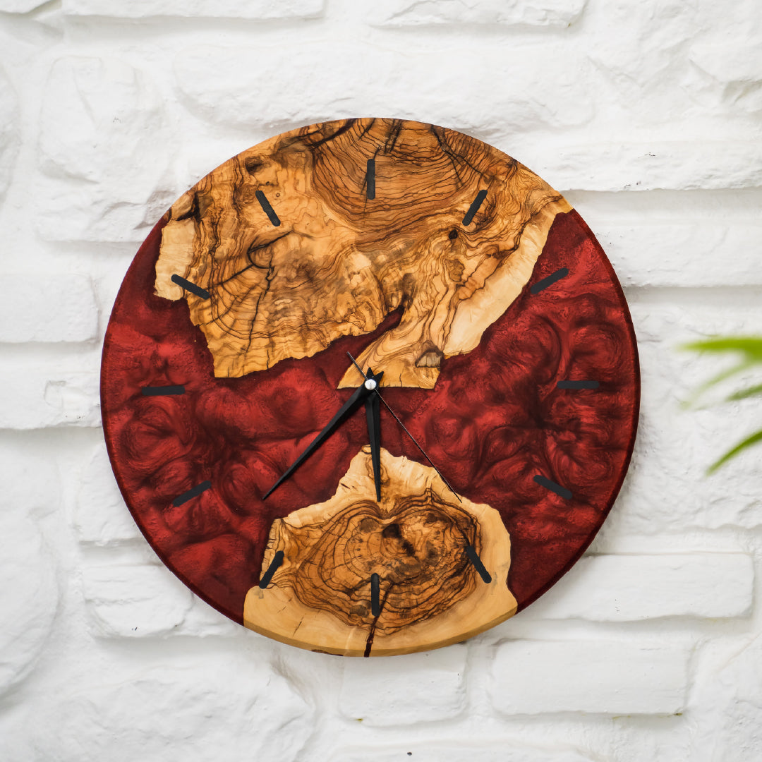 Timberix | Rustieke houten en kunststof wandklok – Handgemaakte houten klok voor woonkamer en kantoor
