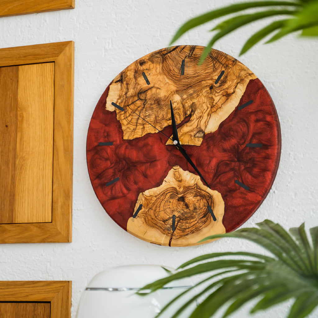 Timberix | Rustieke houten en kunststof wandklok – Handgemaakte houten klok voor woonkamer en kantoor
