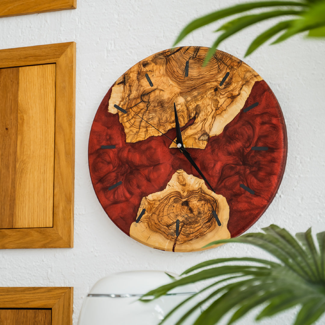 Timberix | Rustieke houten en kunststof wandklok – Handgemaakte houten klok voor woonkamer en kantoor