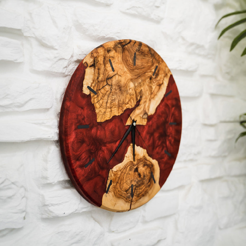 Timberix | Rustieke houten en kunststof wandklok – Handgemaakte houten klok voor woonkamer en kantoor