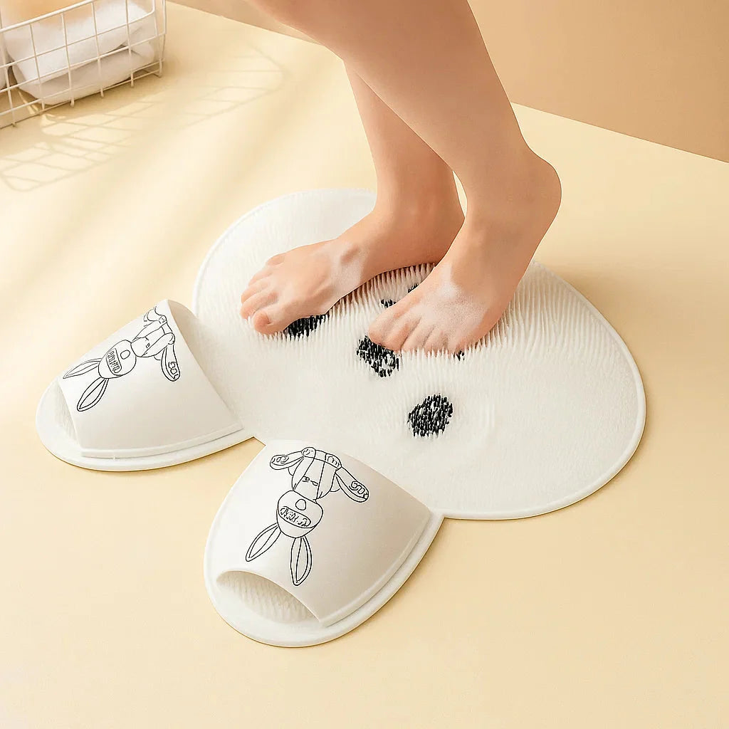 SnugScrub | Anti-slip Silicone Konijntje Douchemat - Zachte Voet- & Rugreiniger, Massageborstel