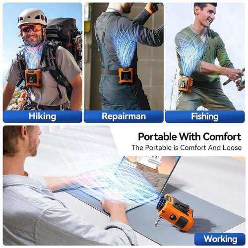 AirBelt | Oplaadbare ventilator met heupclip – Draagbare, handsfree persoonlijke ventilator