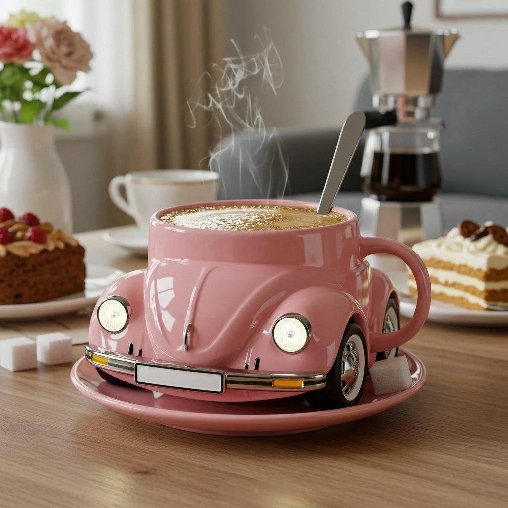 BeetleCup | Beetle Car keramische koffiemok – Unieke 3D-thee- en koffiemok in de vorm van een auto